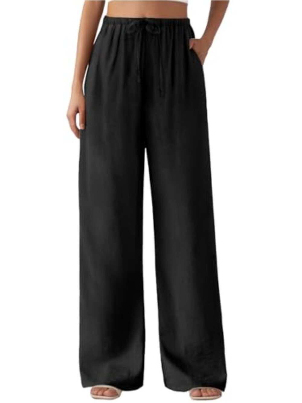 High Waisted Wide Leg Palazzo Pants with Pockets Drawstring